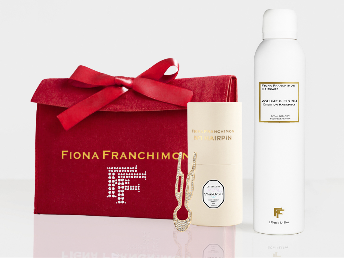 Value set | Nº1 HAIRPIN Swarovski Yellow Gold | Volume and Finish Creation Haispray & Swarovski Pouch