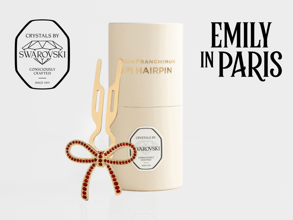 Nº1 HAIRPIN Ribbon | Siam Red Swarovski® Crystals | Yellow Gold