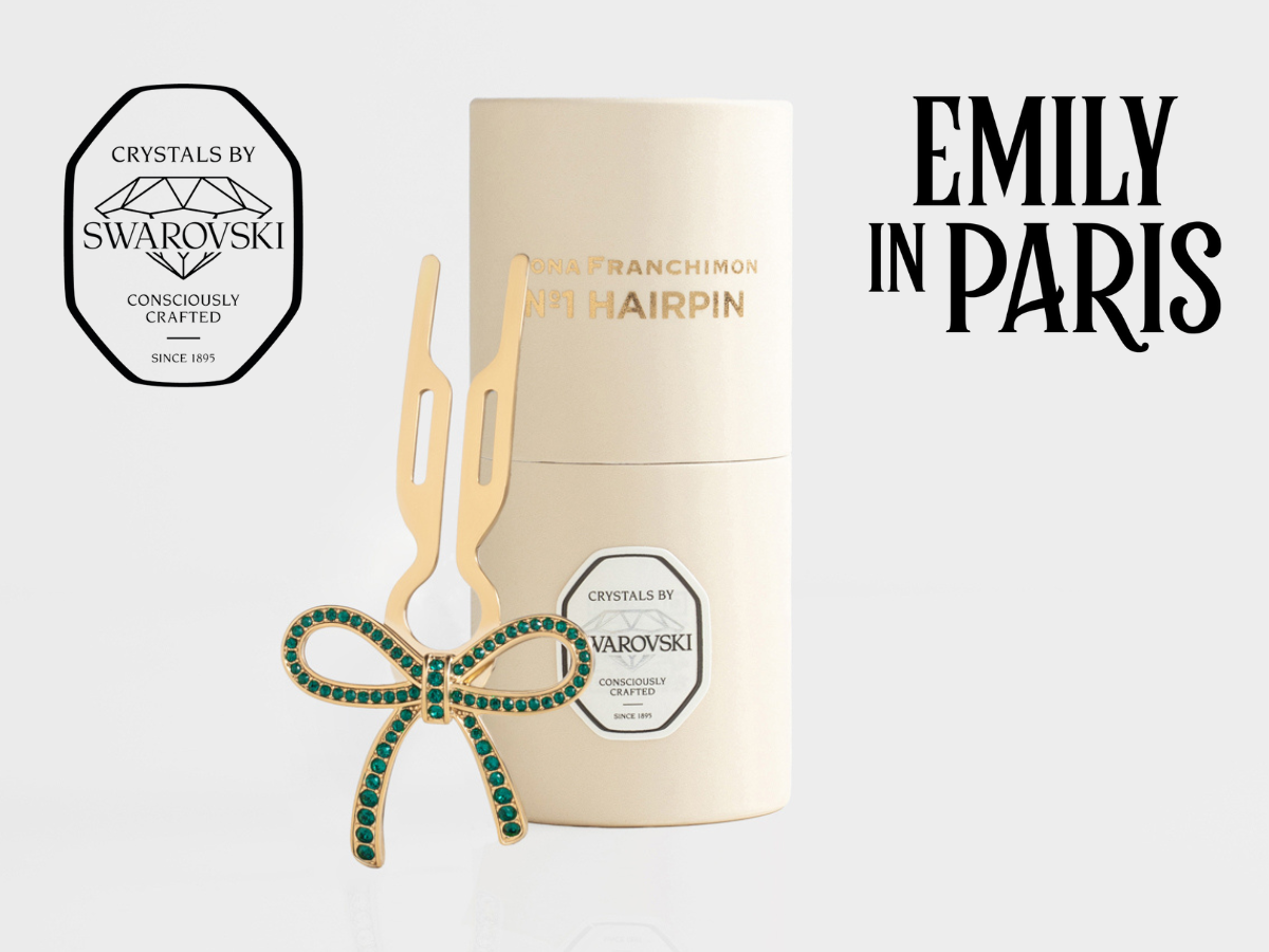 Nº1 HAIRPIN Ribbon | Emerald Green Swarovski® Crystals | Yellow
