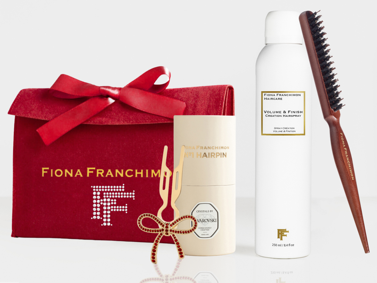 Value Set | Ribbon Siam Red-F&C Hairspray-Backcomb brush-Swarovski Pouch