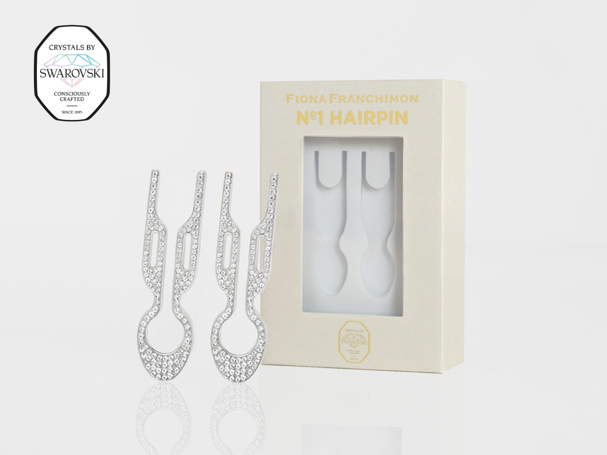 Nº1 HAIRPIN PETITE Steel with Swarovski® Crystals | White Gold Finish (2 per Doosje)