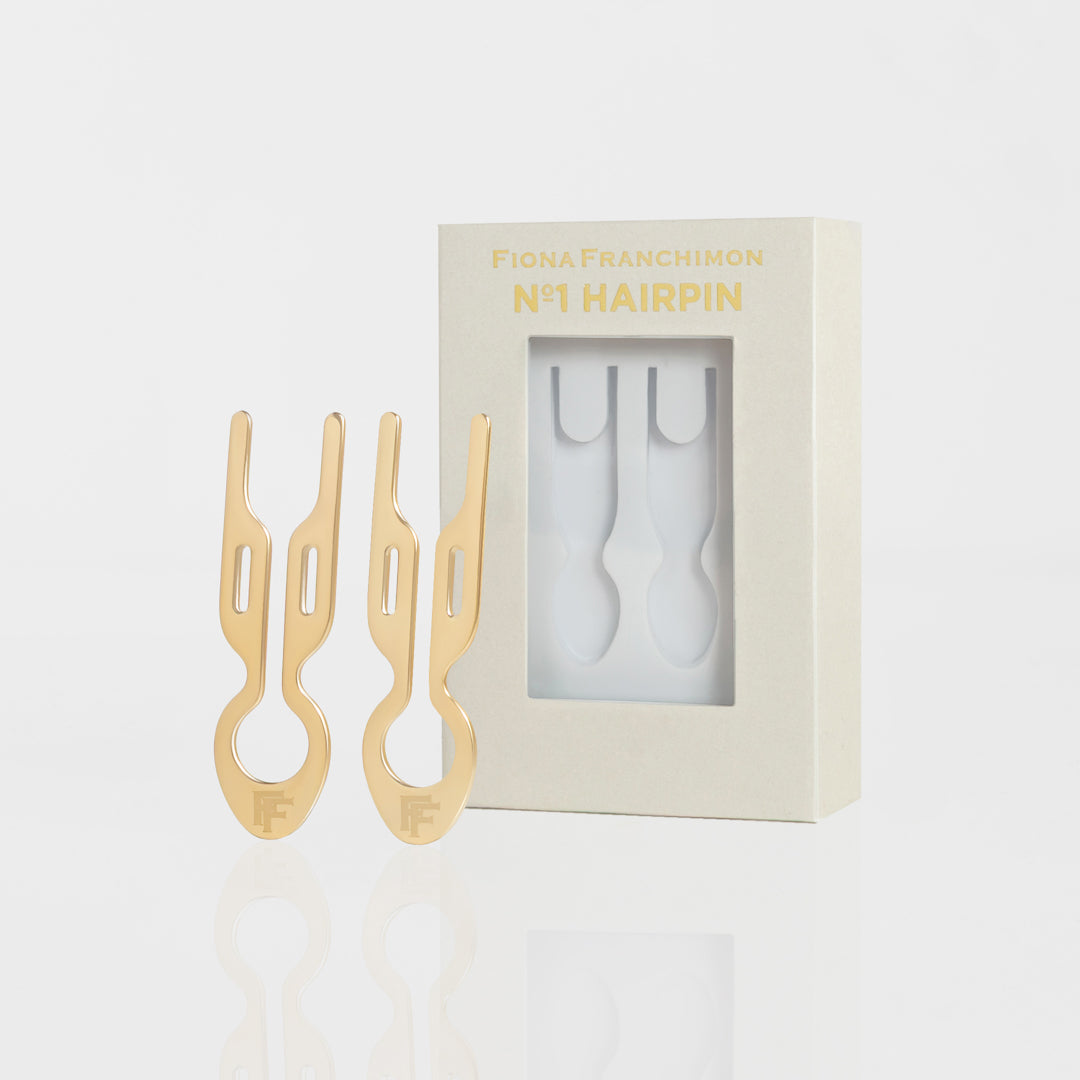 Nº1 HAIRPIN PETITE Steel | Yellow Gold finish (2 per Box) – Fiona