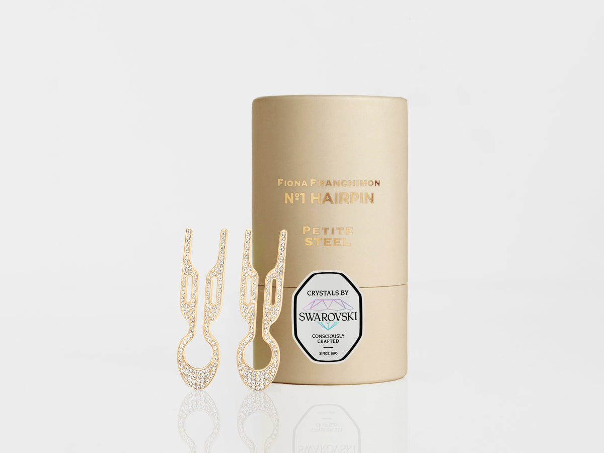 Nº1 HAIRPIN PETITE Steel with Swarovski® Crystals | Yellow Gold