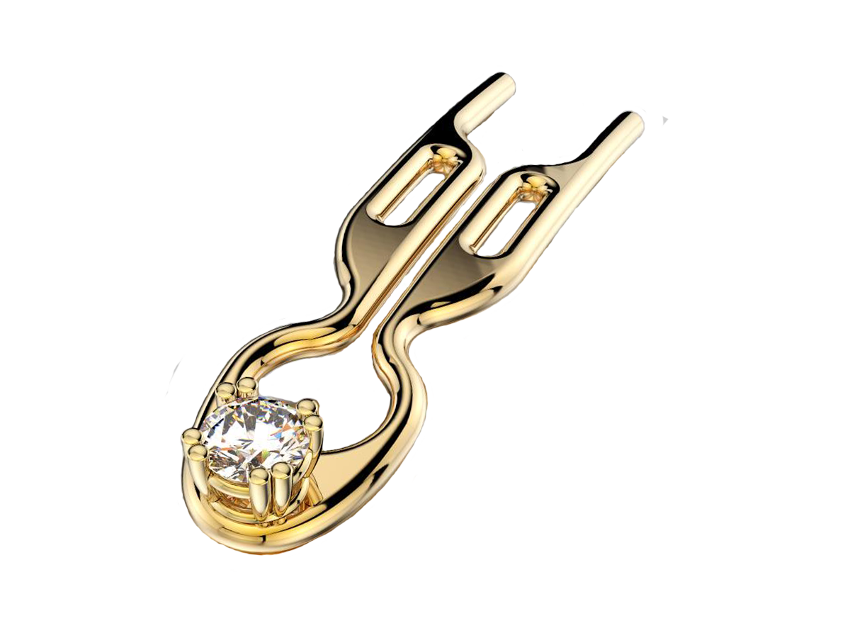 Nº 1 HAIRPIN Solid Yellow Gold 18K - 1 Diamond Solitaire | Diamond Dream