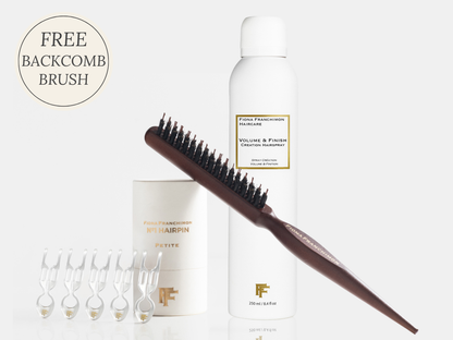 Value set- Volume and Finish Creation Hairspray & Nº1 HAIRPIN Petite Transparent, Free Backcomb brush