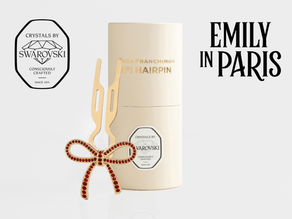 Nº1 HAIRPIN Ribbon | Siam Red Swarovski® Crystals | Yellow Gold Finish