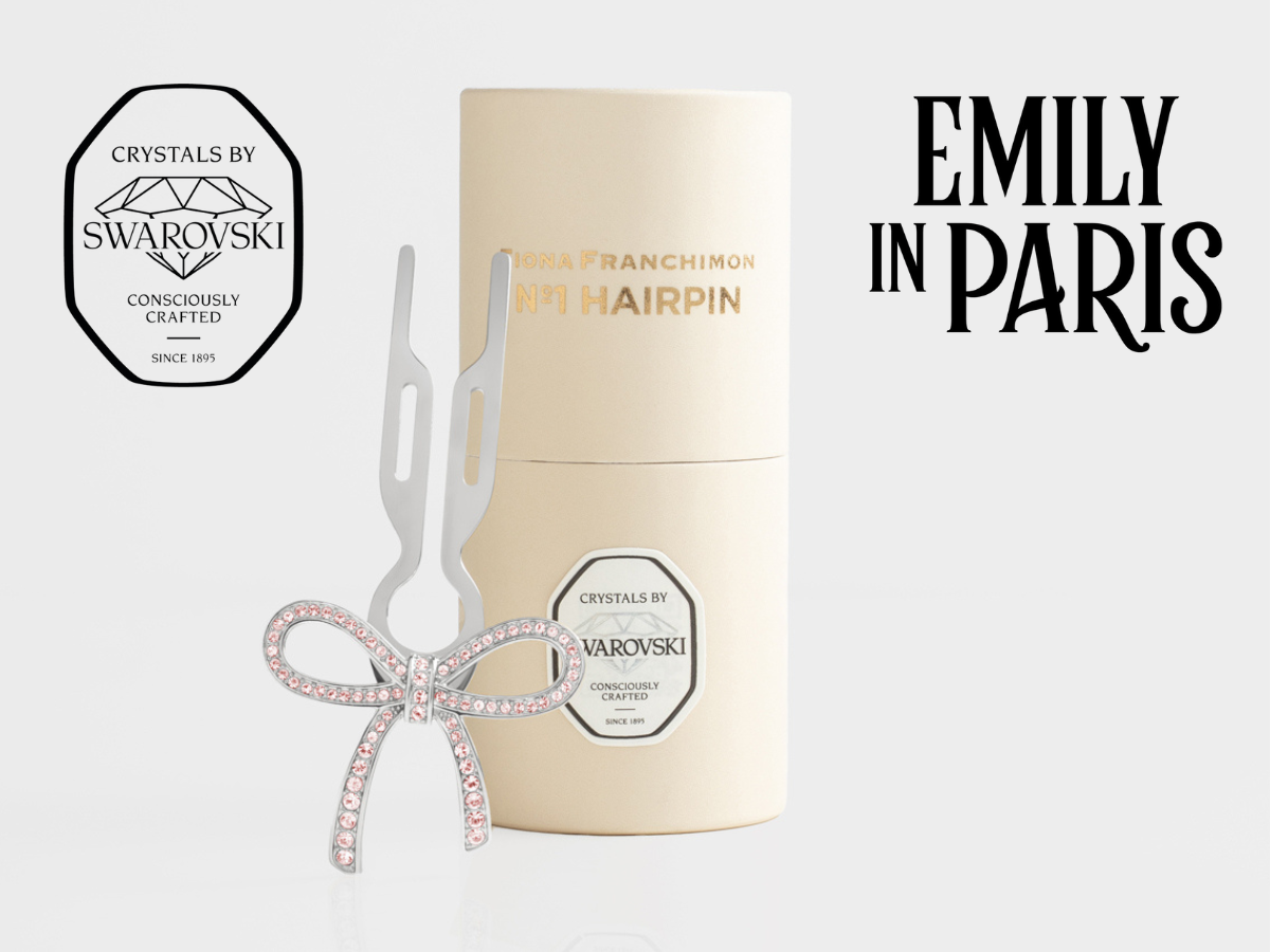 Nº1 HAIRPIN Ribbon | Light Rose Swarovski® Crystals | White Gold Finish