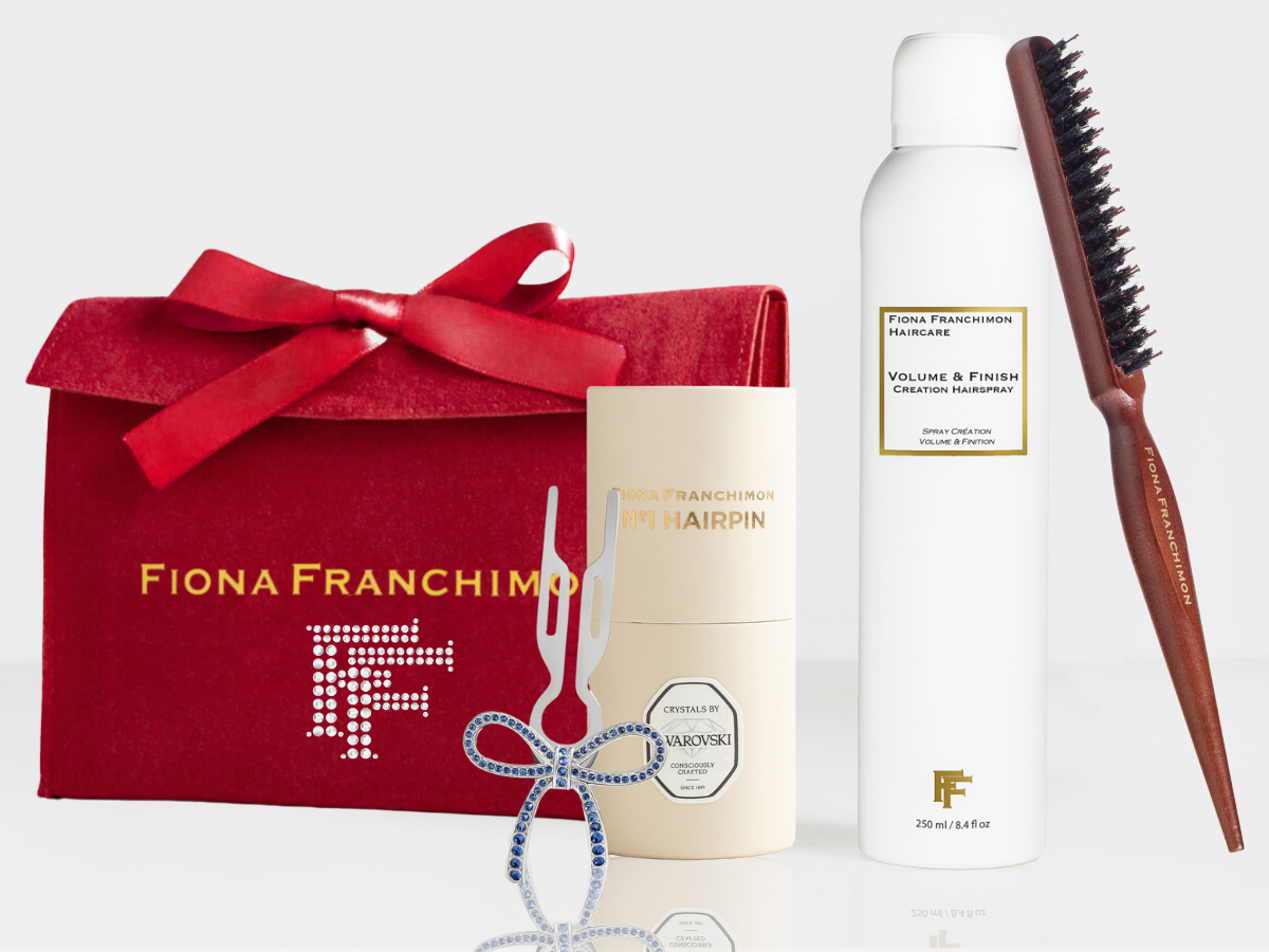 Value Set | Ribbon Sapphire Blue-F&C Hairspray-Backcomb brush-Swarovski Pouch