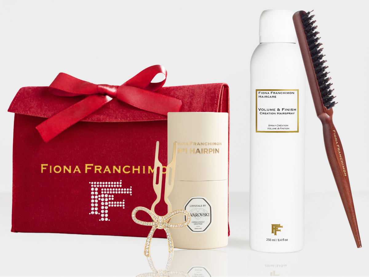 Value Set | Ribbon Yellow Gold-F&C Hairspray-Backcomb brush-Swarovski Pouch