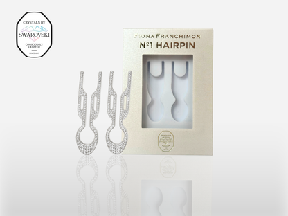 Nº1 HAIRPIN PETITE Steel with Swarovski® Crystals | White Gold Finish (2 per Doosje)