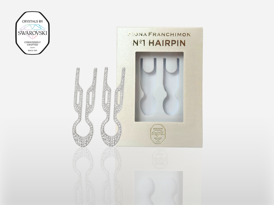Nº1 HAIRPIN PETITE Steel with Swarovski® Crystals | White Gold Finish (2 per Box)