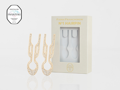 Nº1 HAIRPIN PETITE Steel with Swarovski® Crystals | Yellow Gold Finish (2 per box)