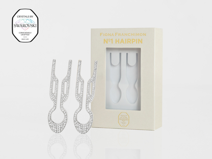Nº1 HAIRPIN PETITE Steel with Swarovski® Crystals | White Gold Finish (2 per Doosje)