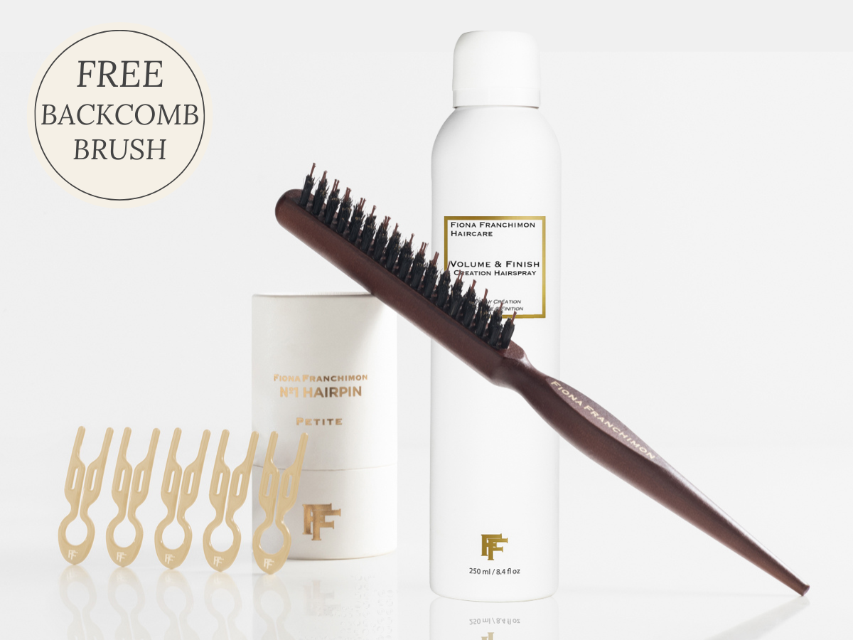 VALUE SET | Volume and Finish Creation Hairspray & Nº1 HAIRPIN Petite Champagnized + Free Backcomb Brush