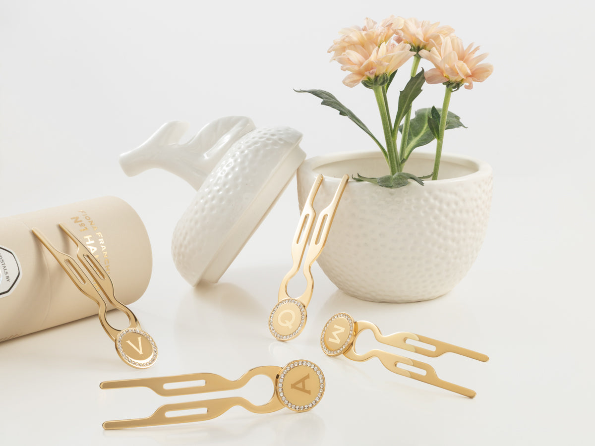 Nº1 HAIRPIN Steel with Swarovski | Name Initial – Fiona