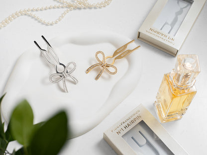 Nº1 HAIRPIN Ribbon | Swarovski® Crystals | Yellow Gold Finish
