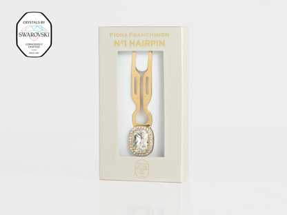 Nº1 Hairpin Pendant | with Swarovski® 10 Carat Crystal Halo Cut | Yellow Gold Finish