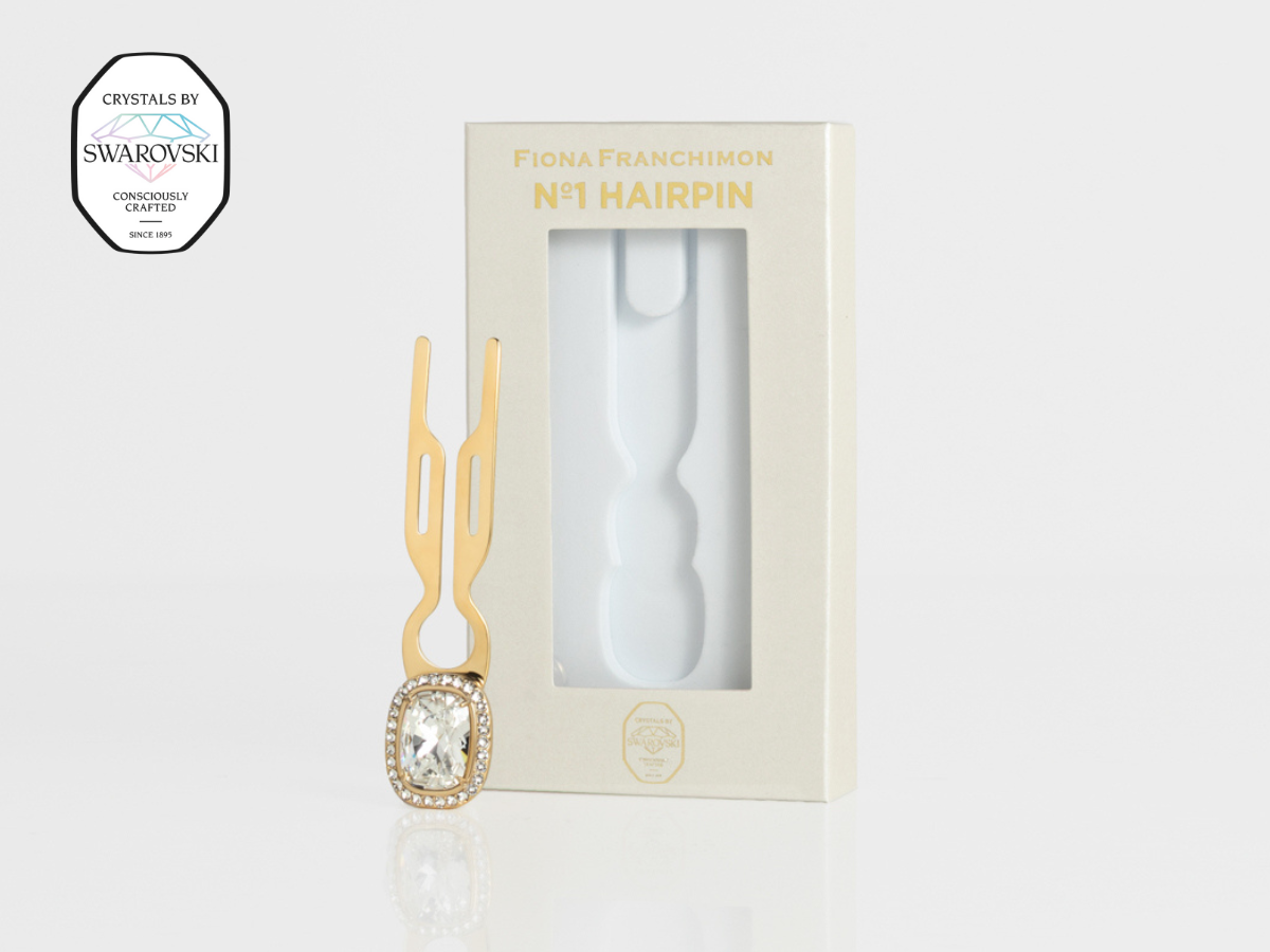 Nº1 Hairpin Pendant | with Swarovski® 10 Carat Crystal Halo Cut | Yellow Gold Finish