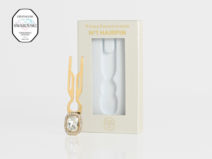 Nº1 Hairpin Pendant | with Swarovski® 10 Carat Crystal Halo Cut | Yellow Gold Finish
