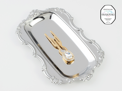 Nº1 Hairpin Pendant | with Swarovski® 10 Carat Crystal Halo Cut | Yellow Gold Finish