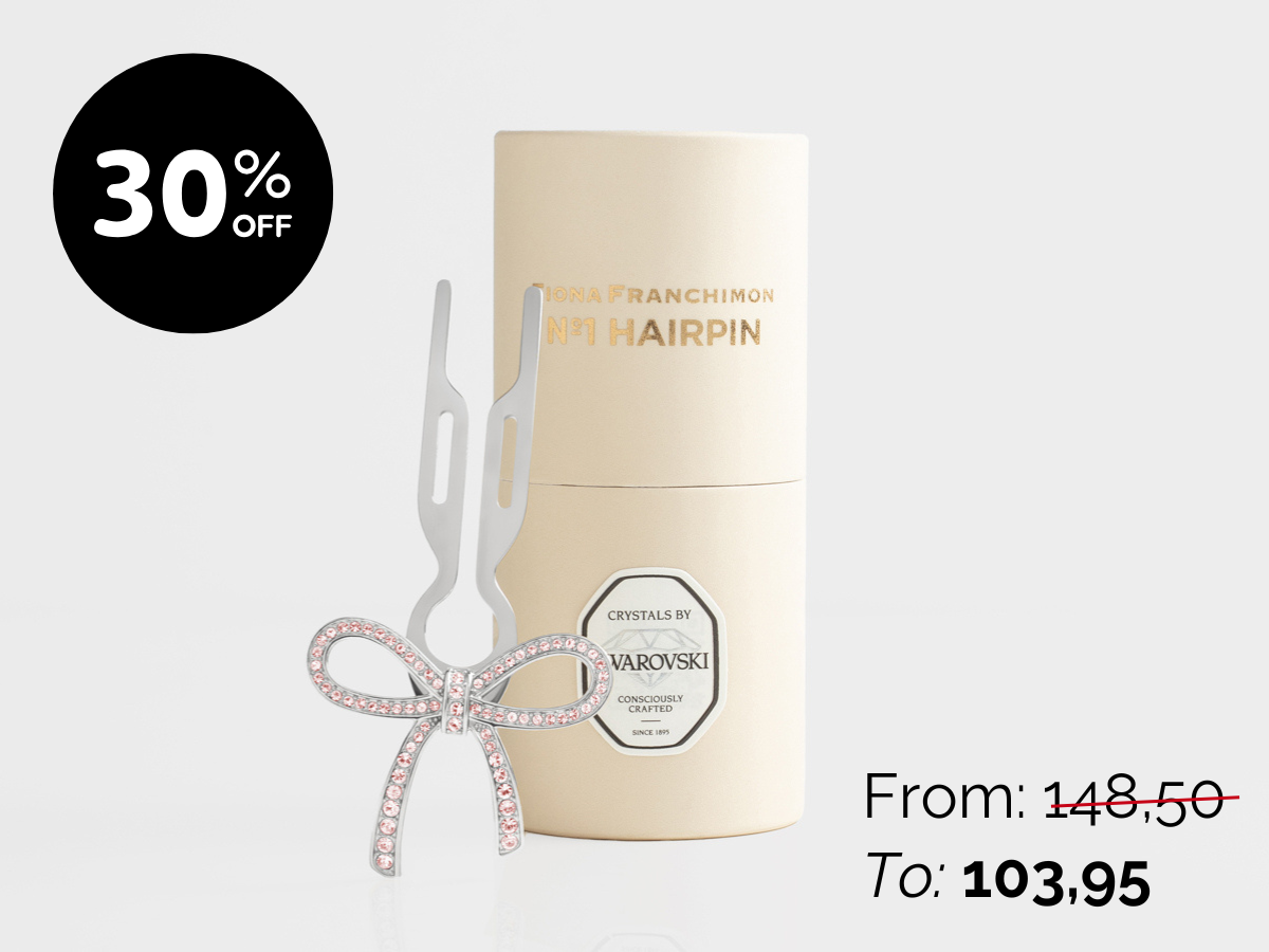 Nº1 HAIRPIN Ribbon | Light Rose Swarovski® Crystals | White Gold Finish