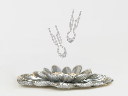 Nº1 HAIRPIN PETITE Steel with Swarovski® Crystals | White Gold Finish (2 per box)