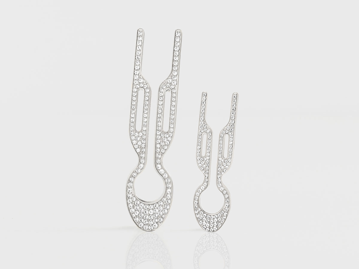 Nº1 HAIRPIN PETITE Steel with Swarovski® Crystals | White Gold Finish (2 per box)