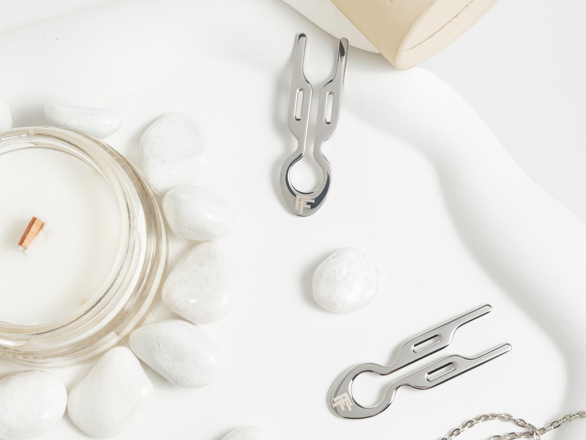 Nº1 HAIRPIN PETITE Steel | White Gold finish (2 per box)