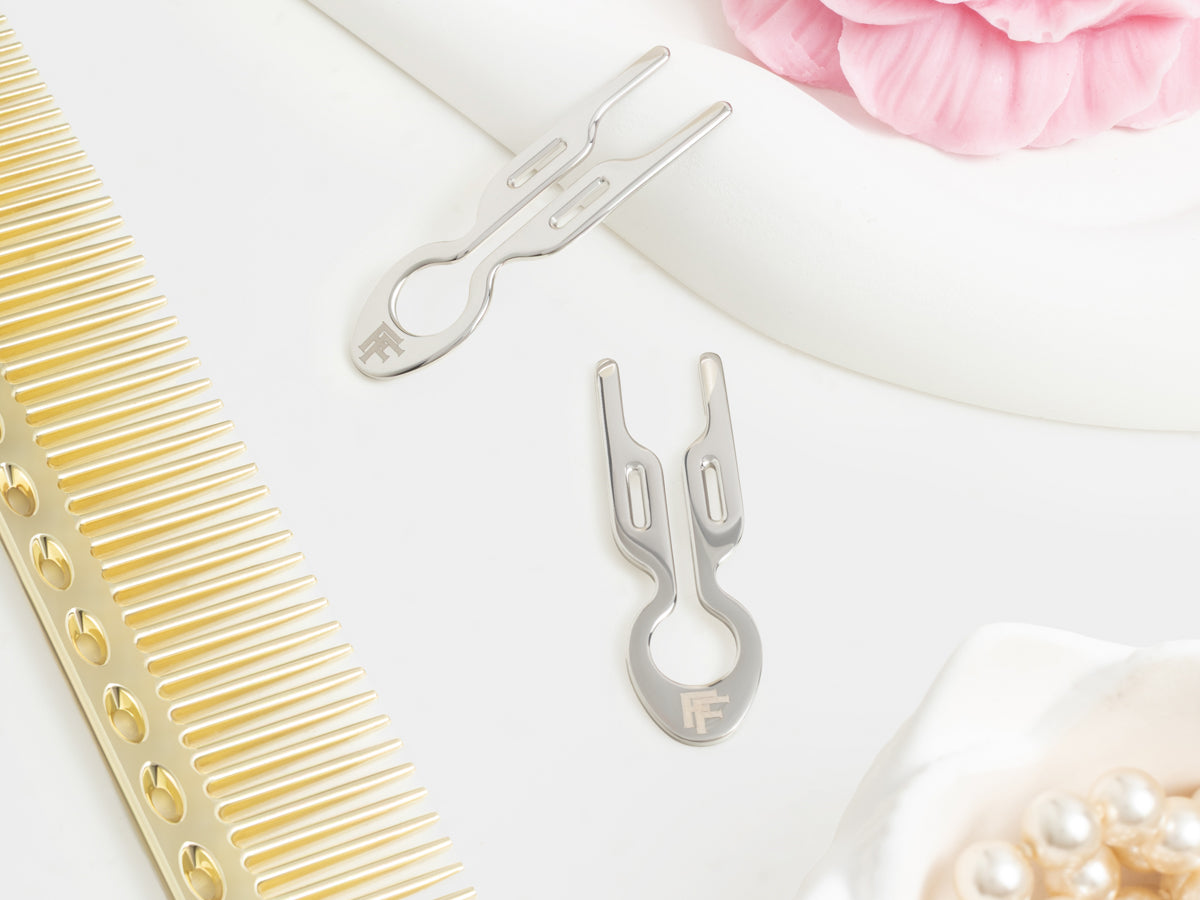Nº1 HAIRPIN PETITE Steel | White Gold finish (2 per box)