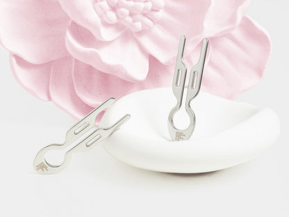 Nº1 HAIRPIN PETITE Steel | White Gold finish (2 per box)