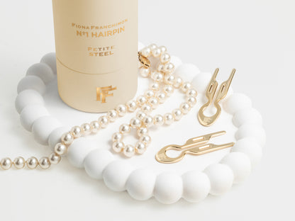 Nº1 HAIRPIN PETITE Steel | Yellow Gold finish (2 per tube)