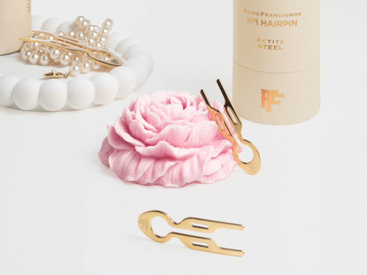 Nº1 HAIRPIN PETITE Steel | Yellow Gold finish (2 per tube)
