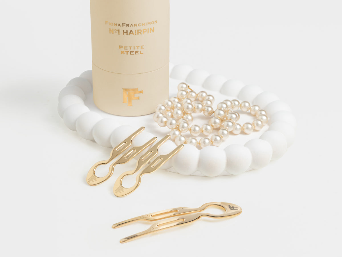 Nº1 HAIRPIN PETITE Steel | Yellow Gold finish (2 per tube)