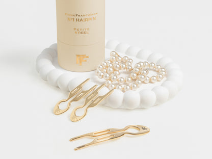 Nº1 HAIRPIN PETITE Steel | Yellow Gold finish (2 per tube)