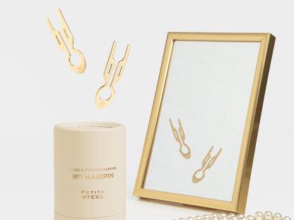 Nº1 HAIRPIN PETITE Steel | Yellow Gold finish (2 per tube)