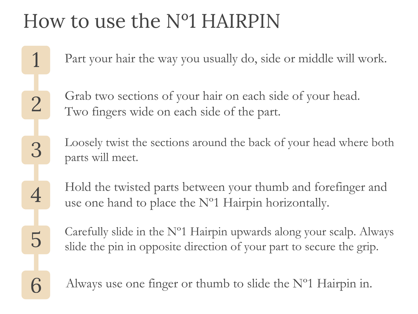 Nº 1 HAIRPIN | Soft Beige (3 or 5 per box)