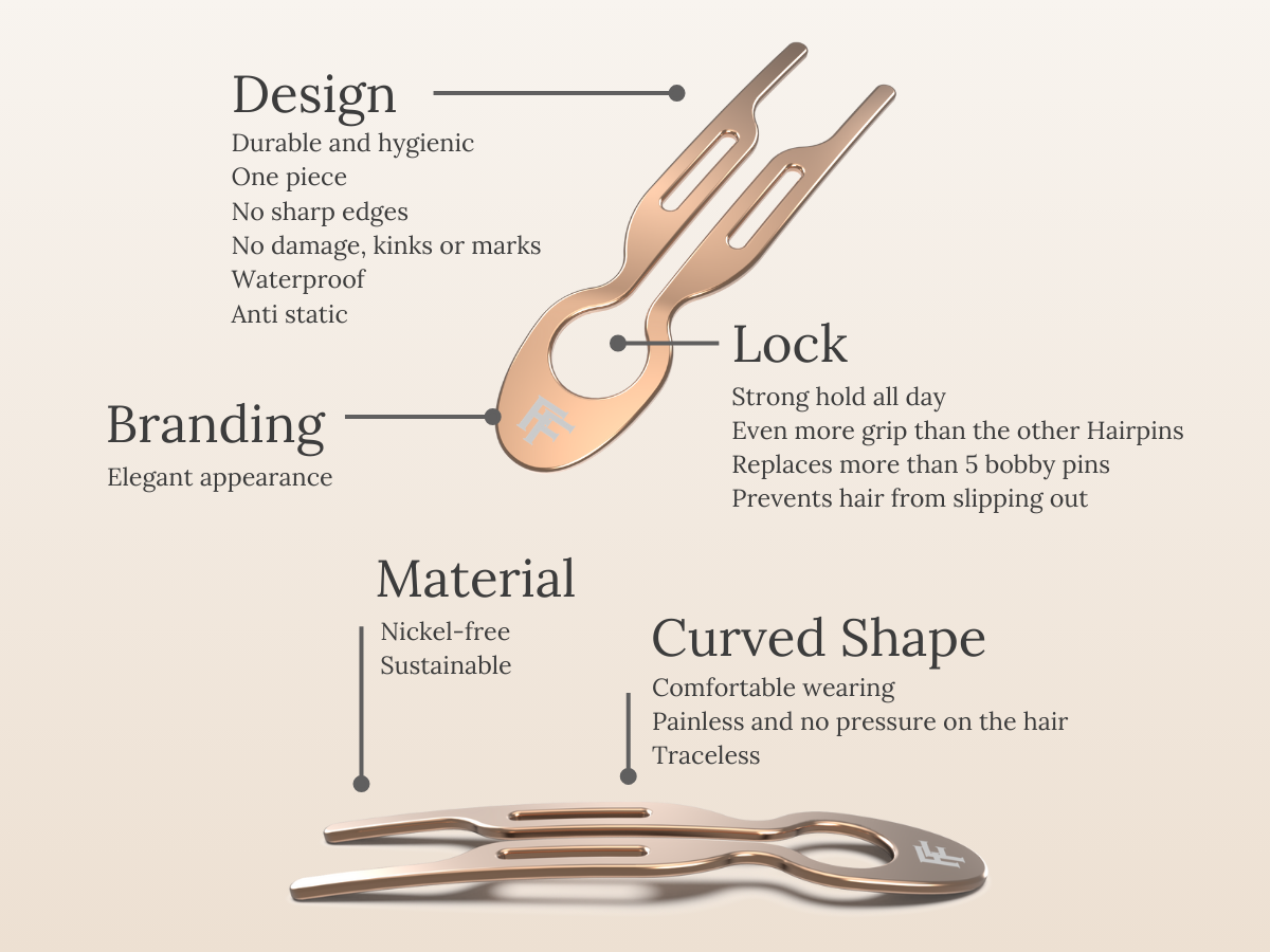 Nº1 HAIRPIN Steel | Rose Gold finish – Fiona Franchimon Nº1 HAIRPIN Steel | Rose Gold finish – Fiona Franchimon