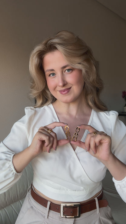 Nº1 HAIRPIN PETITE Steel | Yellow Gold finish (2 per Box)