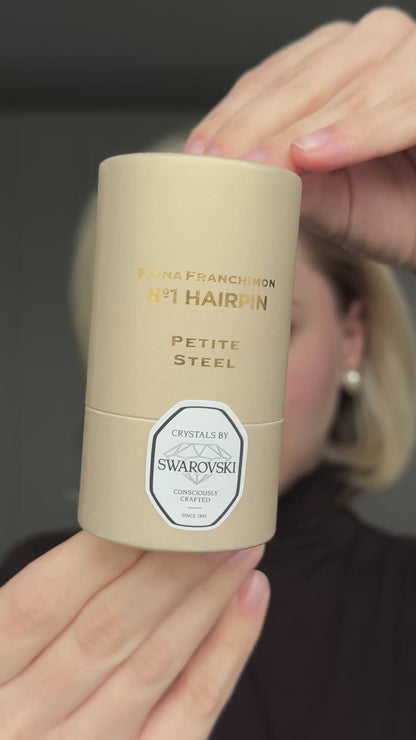 Nº1 HAIRPIN PETITE Steel with Swarovski® Crystals | White Gold Finish (2 per Doosje)