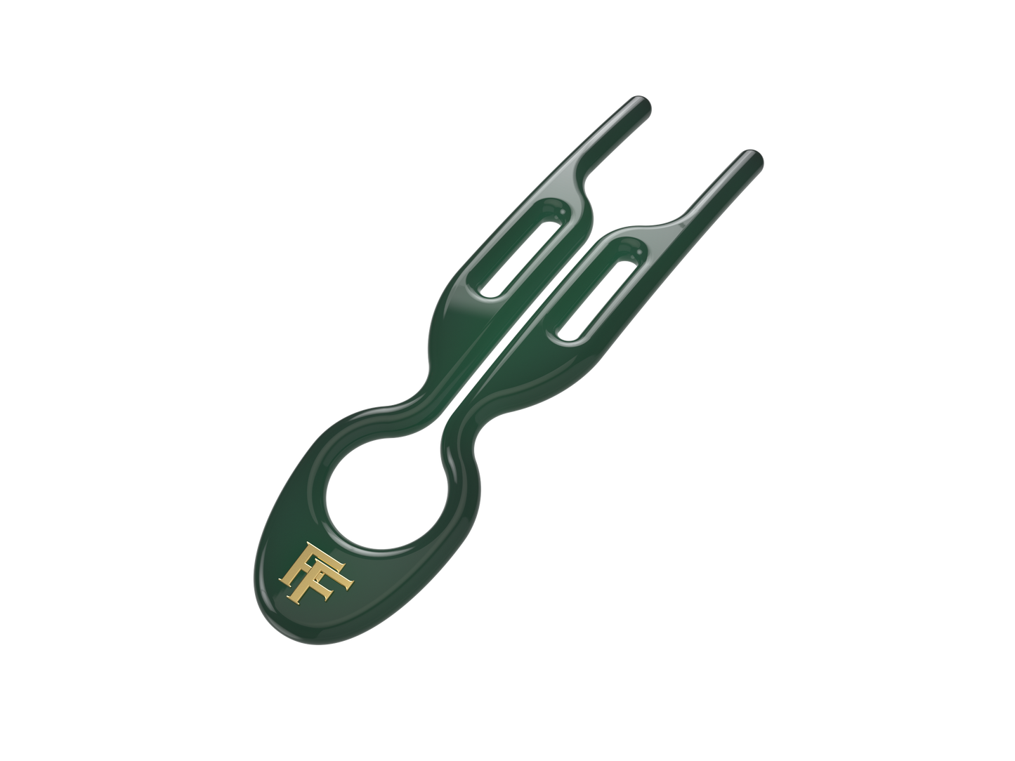 Emerald Green No.1 Hairpin with golden Fiona Franchimon initials