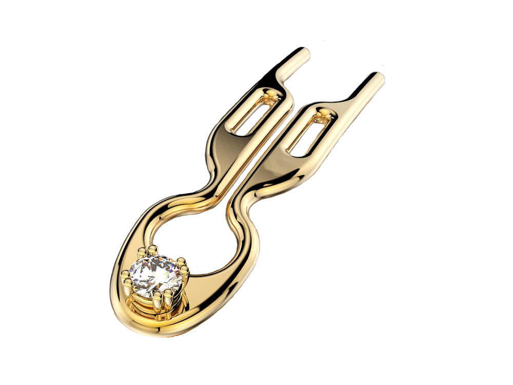 Nº 1 HAIRPIN Solid Yellow Gold 18K - 1 Diamond Solitaire | Diamond Dream